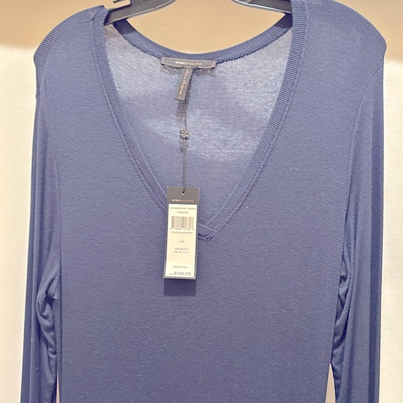 NWT BCBGMAXAZRIA “TIFFANY” ELEGANT DARK NAVY BLUE LONG SLEEVE DRESS - Large - Picture 3 of 10